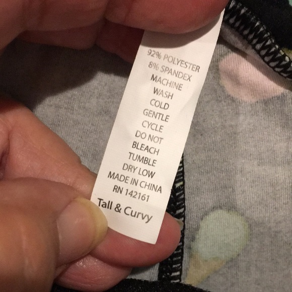 Lularoe Ice Cream Cone Black Leggings NWOT size Large Tall & Curvy - Picture 10 of 13